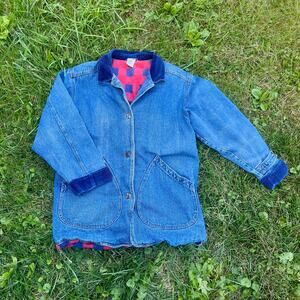 Vintage 90s Women’s Denim Barn Chore Coat Outbrook Flannel Corduroy Heavy L